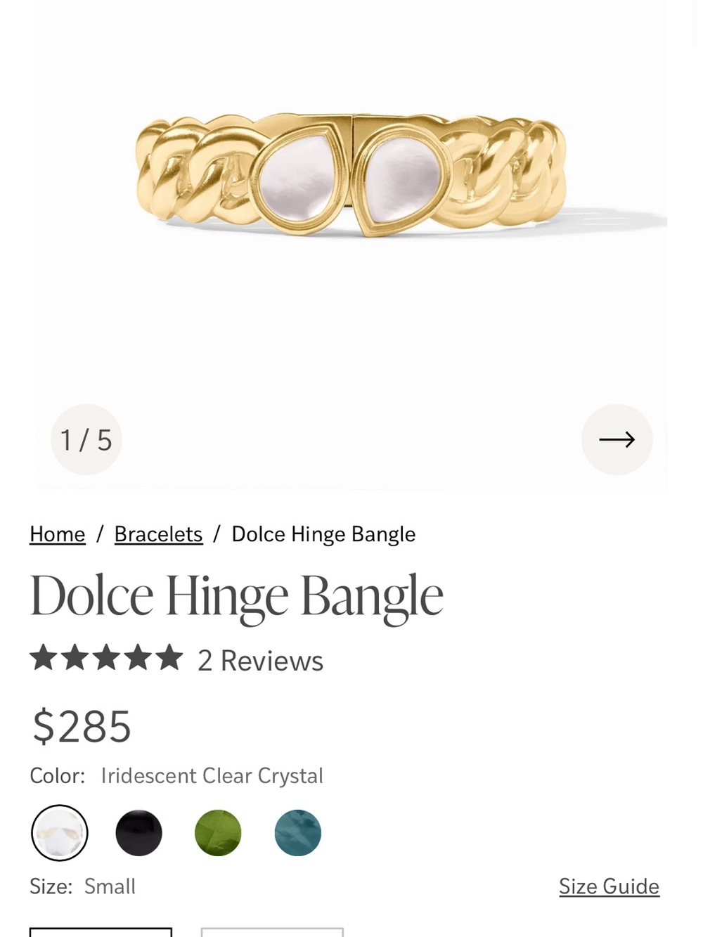 Julie Vos Gold Chain Hinge Bangle with Iridescent Crystal Inlay